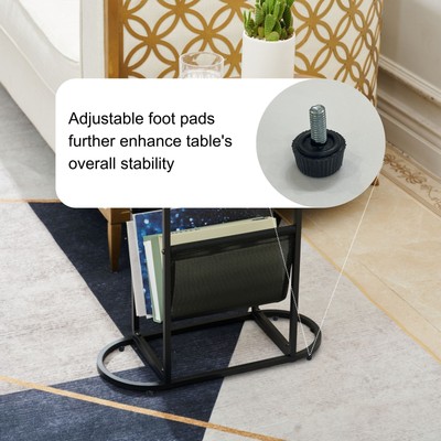 Acacia Oval Side Tables for Living Room with Magazine Storage - Set of