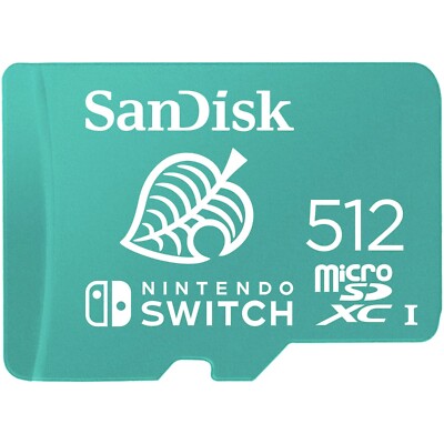 SanDisk 512GB Nintendo Switch Micro SD SDXC Gaming  Class 10  UHS-I Memory Card