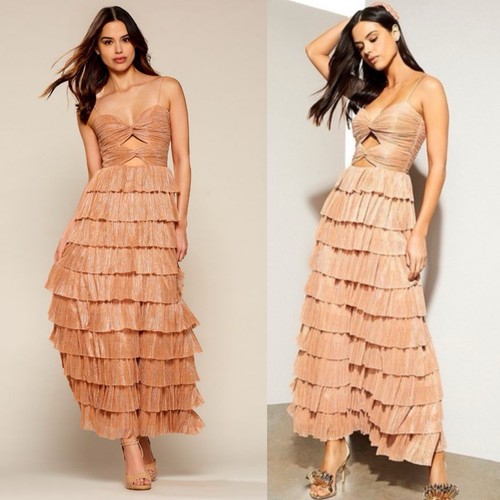 ワンピース herlipto Back Ribbon Tiered Satin Dress Twisted Ribbon Tiered Dress🎀🎀小嶋さんにまよピンク中のまよ