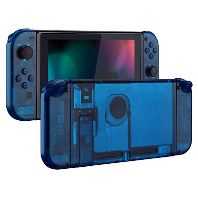 Clear Blue Console Housing Backplate + Joycon Shell Buttons for Nintendo Switch