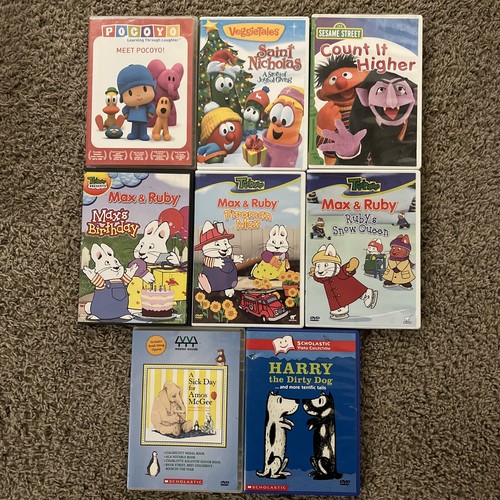 8 Dvds Max & Ruby Sesame Street VeggieTales Harry The Dirty