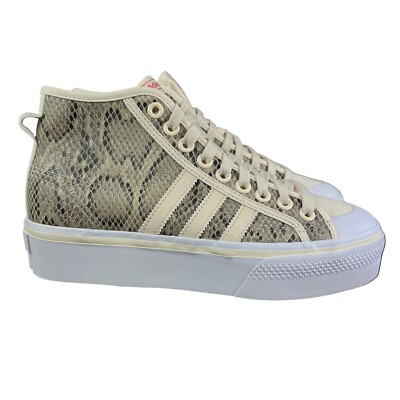 Adidas Nizza Platform Mid Snake Print Wonder White Shoes HQ1981 Women's Size 8.5