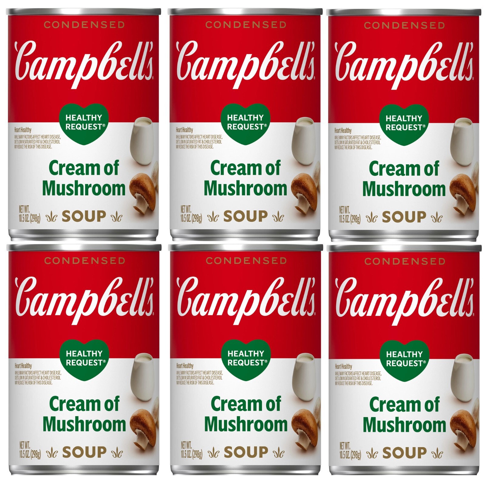 Campbell's Condensed CREAM OF MUSHROOM Soup Healthy Request (6 Cans)