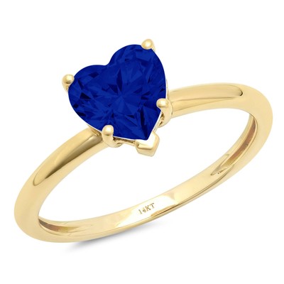 Pre-owned Pucci 2.0ct Heart Simulated Blue Sapphire Wedding Bridal Promise Ring 14k Yellow Gold