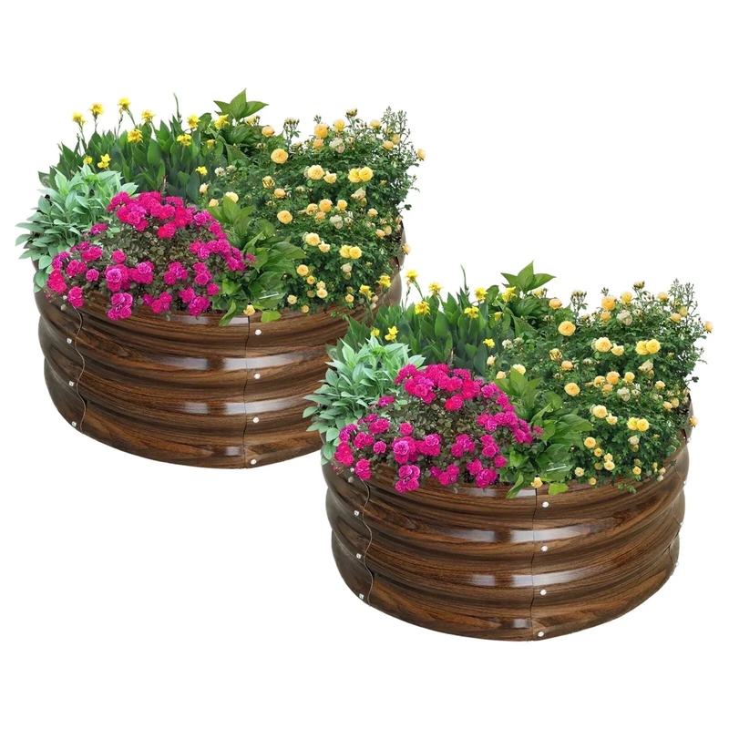 Galvanized Raised Garden Bed, 2Pcs 2X2X1Ft Outdoor Raised Beds...