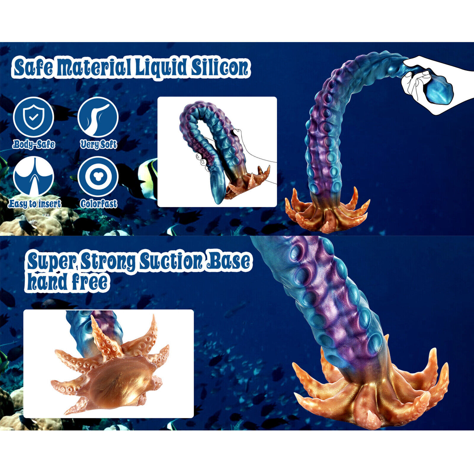 Liquid Silicone Tentacle Dildo Dong Sex Toy 22.8"LONG Anal Butt Plug Suction Cup