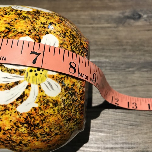 Vintage Handmade Signed EM #185 Pottery Floral Daisy Design Vase Abstract