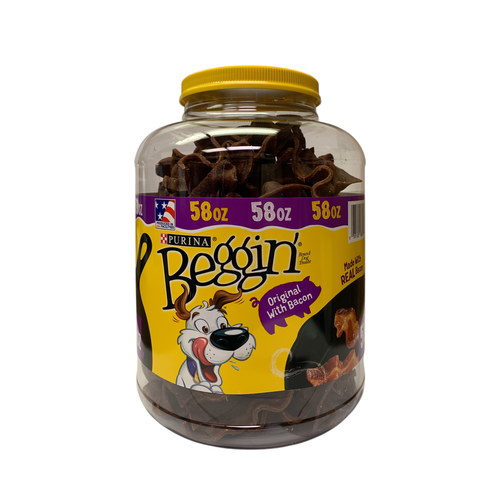 Фирменные лакомства для собак Purina Beggin, 58 унций, Оригинальные полоски со вкусом бекона