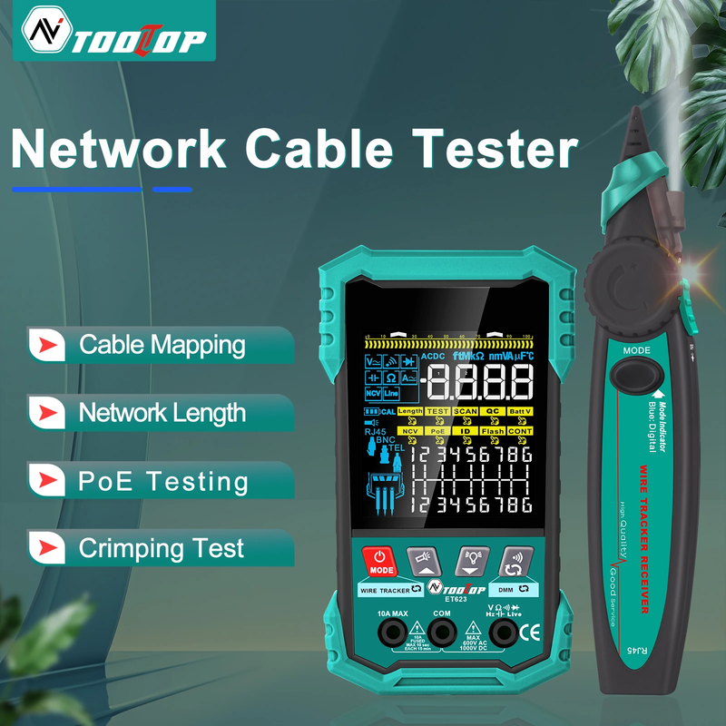 400M Network Cable Tester POE Test Cable Mapping AC/DC Multimeter Network Cable