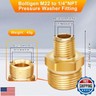 Boltigen M22 x 1/4NPT Pressure Washer Adapter, 2PCS Brass Hex Nipple Power Washer Coupler, 1/4NPT Female to M22-14 Male Brass Fitting，4800PSI…