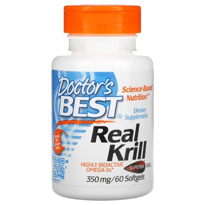 Doctor s Best Real Krill 350 мг 60 мягких желатиновых капсул из экологически чистых источников