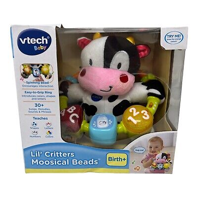 V-Tech Lil' Critters Moosical Beads Interactive Plush Black White Cow