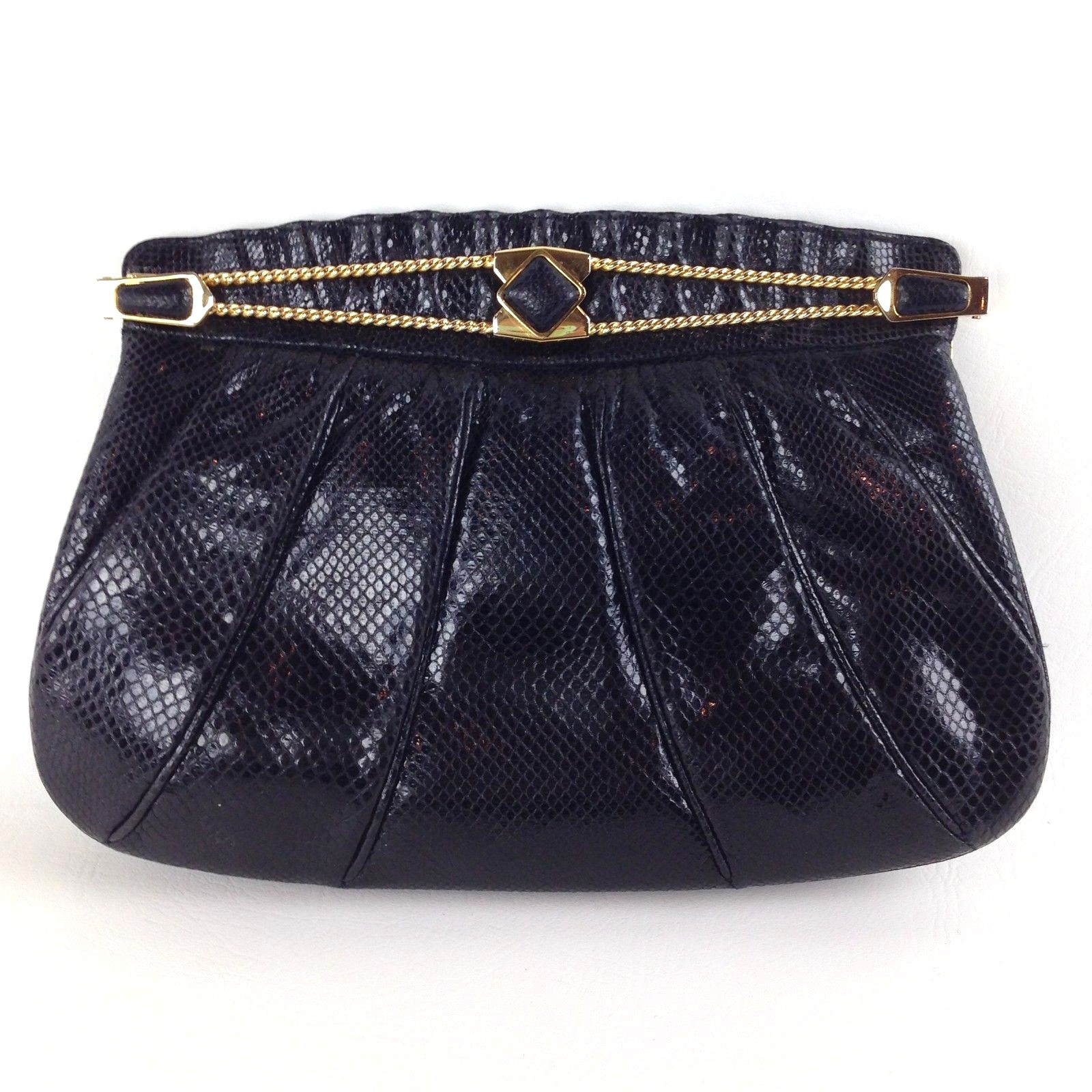 Finesse La Model  Black Snakeskin Convertible Evening Bag Clutch Shoulder Bag