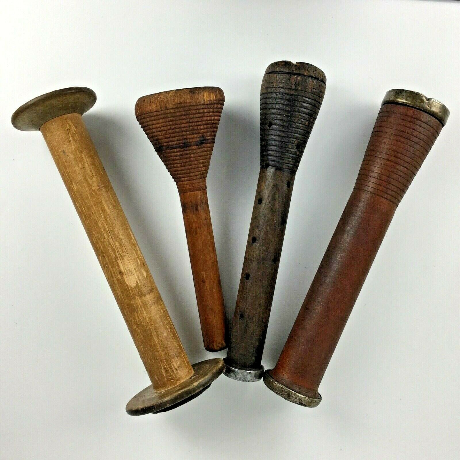 Lot Wooden Thread Spools Spindles Industrial Textile Primitive Décor Crafts Vtg