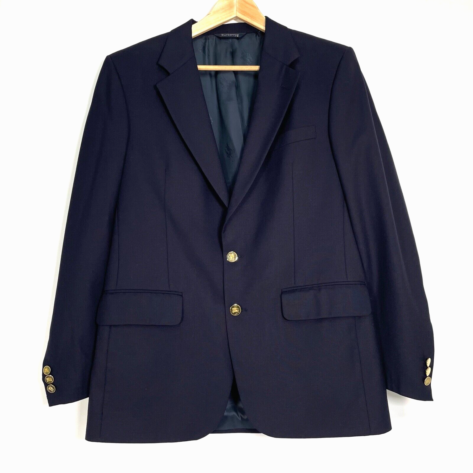 Vintage Burberry Blazer Sport Coat Jacket Wool Gold Buttons