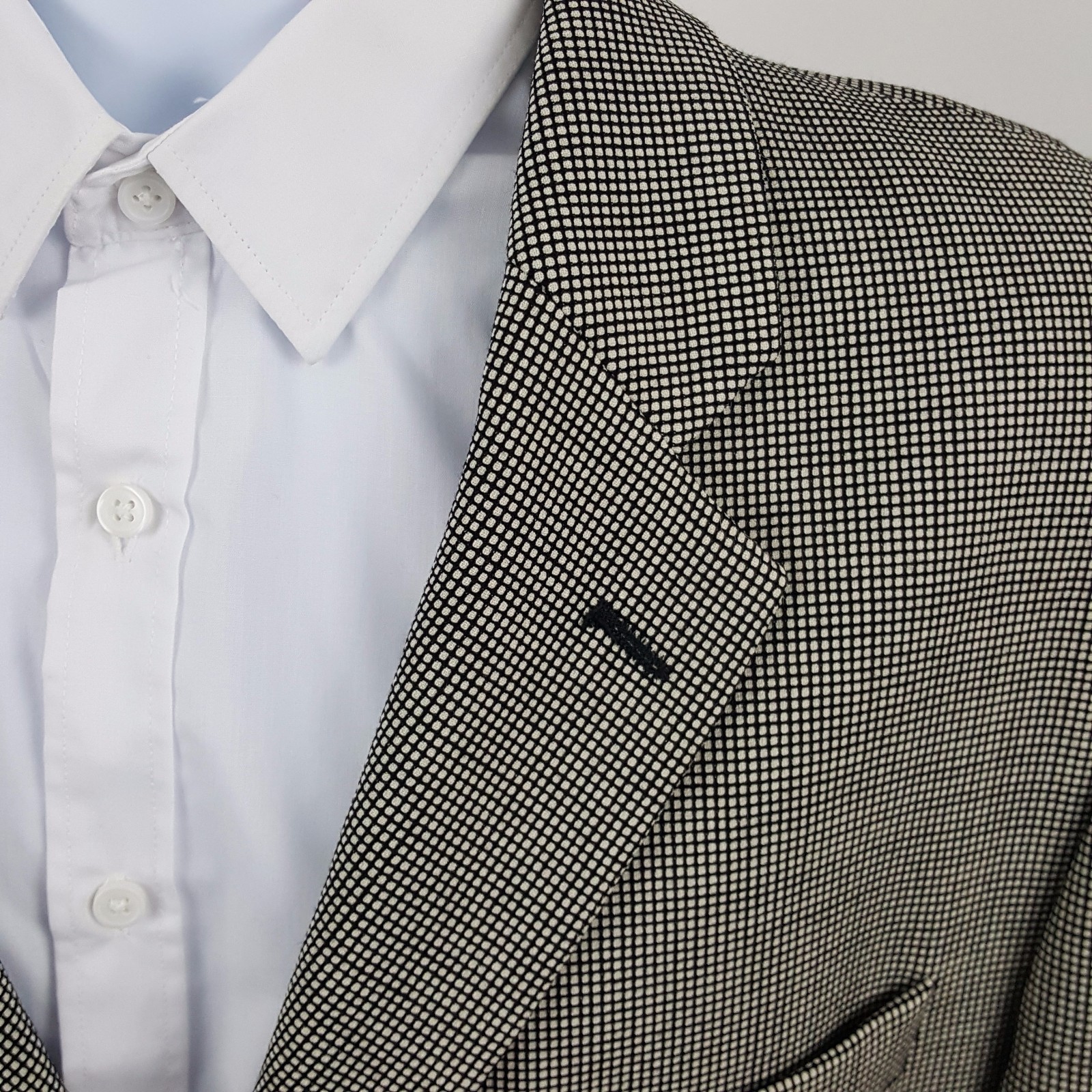 Bachrach Gray Black Birdseye 3 Button Men's Blazer Sports Coat Jacket Size 44R