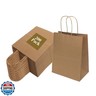 200 Pack 8x4.75x10 Inch Medium Brown Paper Bags with Handles Bulk, Joybe Kraft Paper Gift Bags for Birthday Party Favors Grocery Retail Shopping Business Goody Craft Blank Sacks (Plain Natural 200pcs)