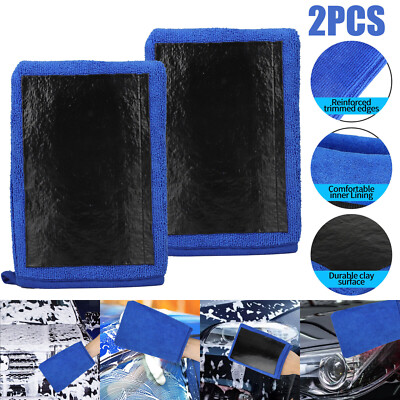 2X Car Wash Gloves Microfiber Clay Bar Towel Detailing Cleaning Cloth Rag Mitt