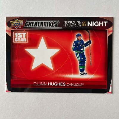 2021 Upper Deck Credentials #1S-8 Quinn Hughues Star of the Night