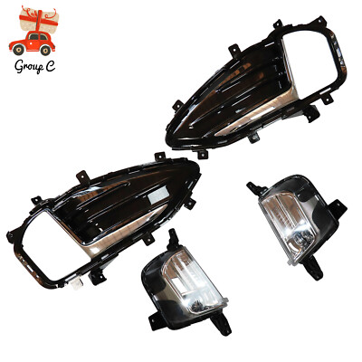 Pair For Ford Edge 2019-2022 LED Front Bumper Fog Lights Lamp w/ Cover Bezel Kit