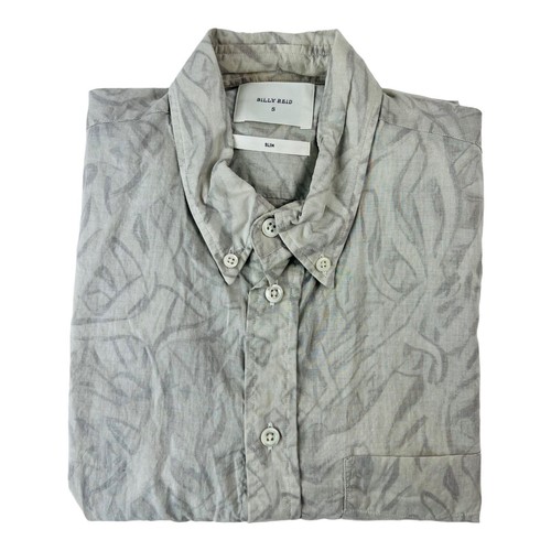 Billy Reid Gray w/ Antler Print Short Sleeve Cotton Button Down Mens Size Slim S