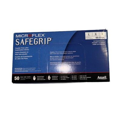 Microflex SafeGrip SG375L Powder Free Latex Disposable Glove - Large (Box of 50)