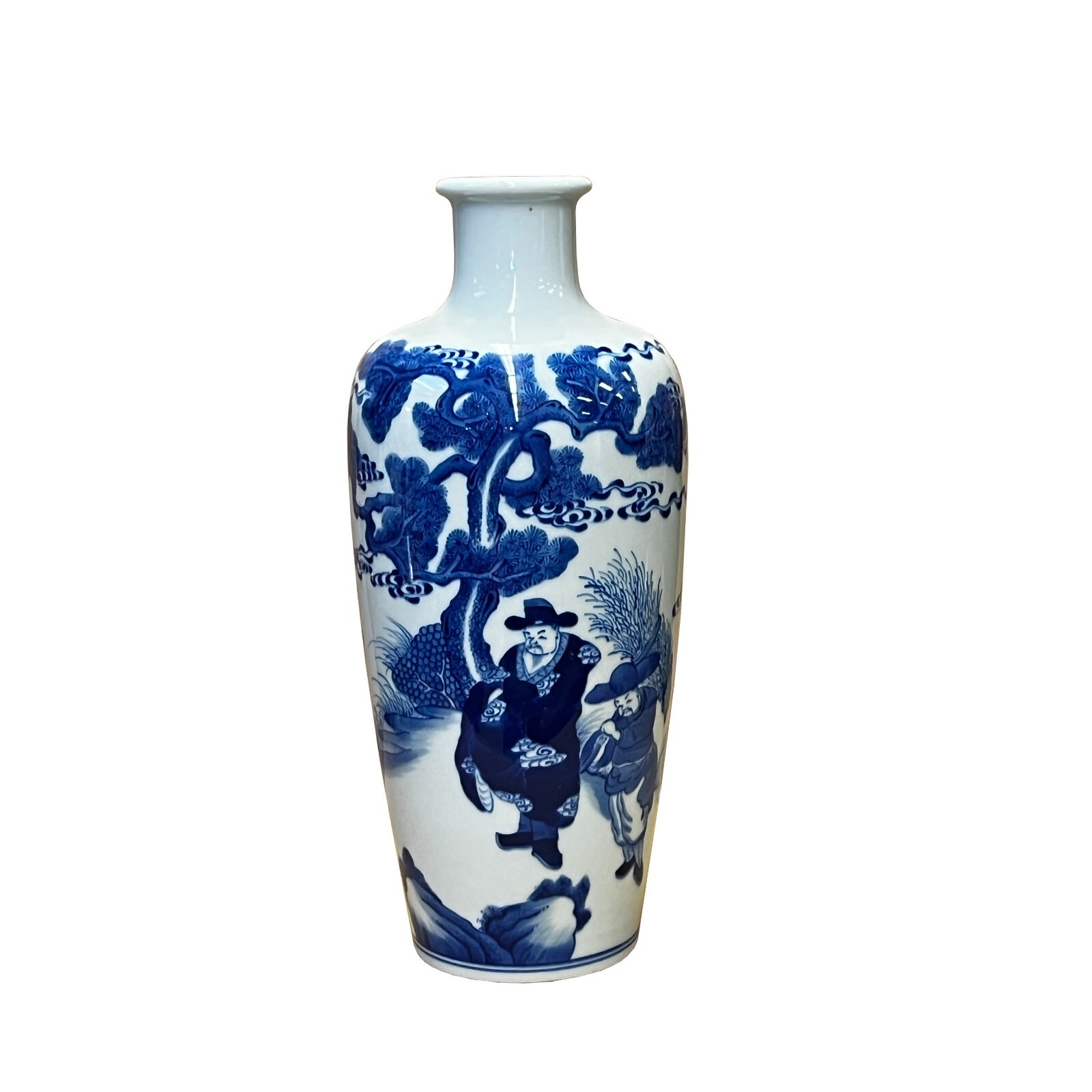 Chinese Blue White Porcelain Round Body People Theme Vase ws2987S Chinese Blue White Porcelain Round Body People Theme Vase ws2987S