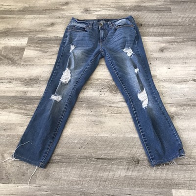 Aeropostale Jeans Ladles 8 Flex Effects Low Rise Blue Denim Skinny Distressed