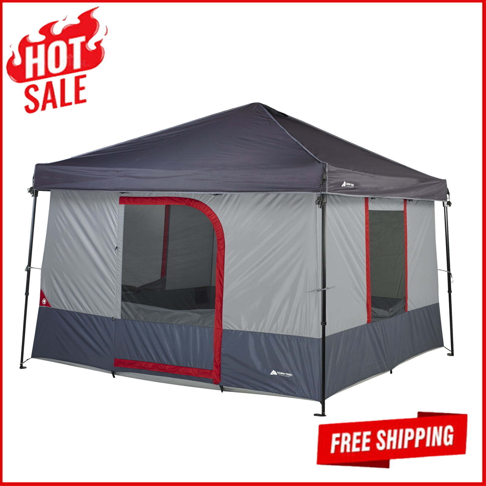 6 Person Canopy Tent Straight Leg Shelter Shade 4 Windows Ba