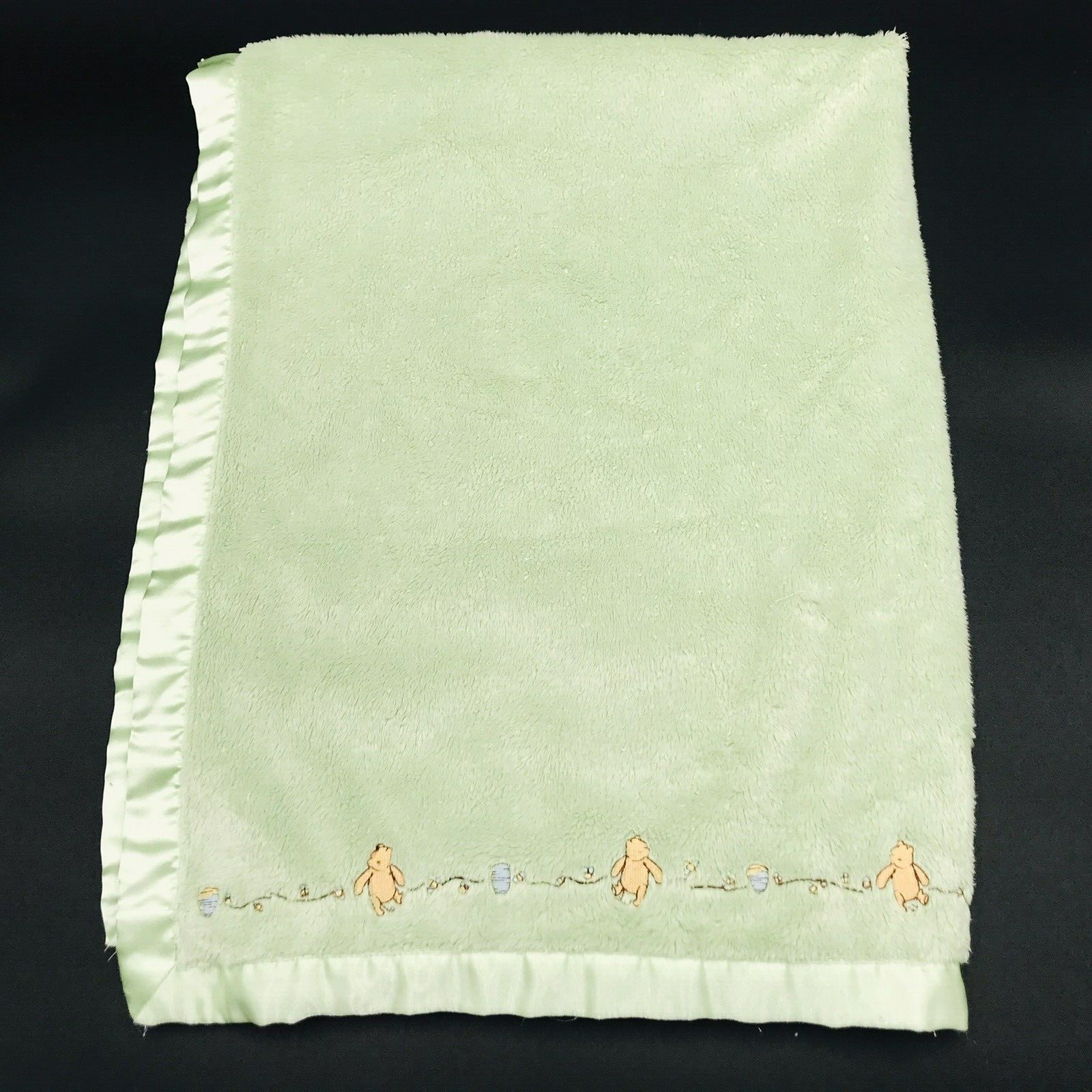 Classic Pooh Winnie The Pooh Satin Trim Hunny Pot Bees Green