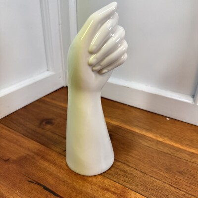 White Ceramic Delicate Hand / Arm Vase Modern Fresh - Victorian