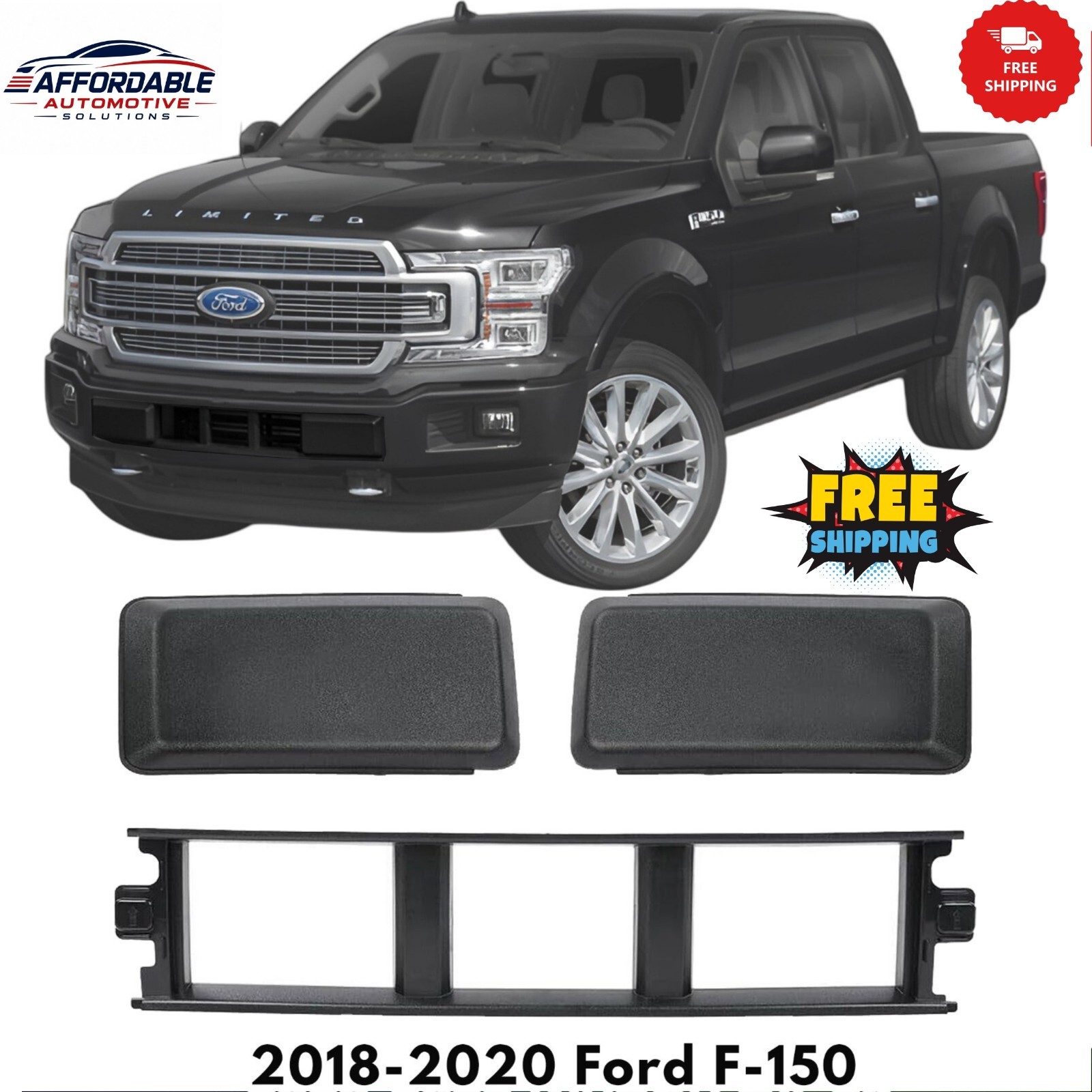Front Bumper Pad Grille Trim Panel Molding For 2018-2020 Ford F-150