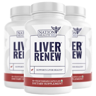 Nation Health MD Liver Renew Formula with Artichoke Extract, 3 Bottles