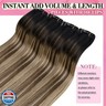 YoungSee Clip in Human Hair Extensions Ombre Lace Clip on Hair Extensions Human Hair Ombre Black to Dark Brown Mix Blonde Balayage Hair Extensions Clip ins Non Damaging Hair Extensions 120G 7Pcs 16In
