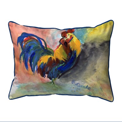 Betsy Drake Blue Tail Rooster Large Indoor Outdoor Pillow 18x18
