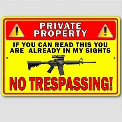 Private Property No Trespassing Gun Owner Aluminum Security Sign 8''x12''  NEW