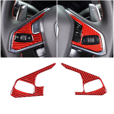 2*Red Carbon fiber Steering wheel Panel Trim Sticker For Corvette C8 2020-2023