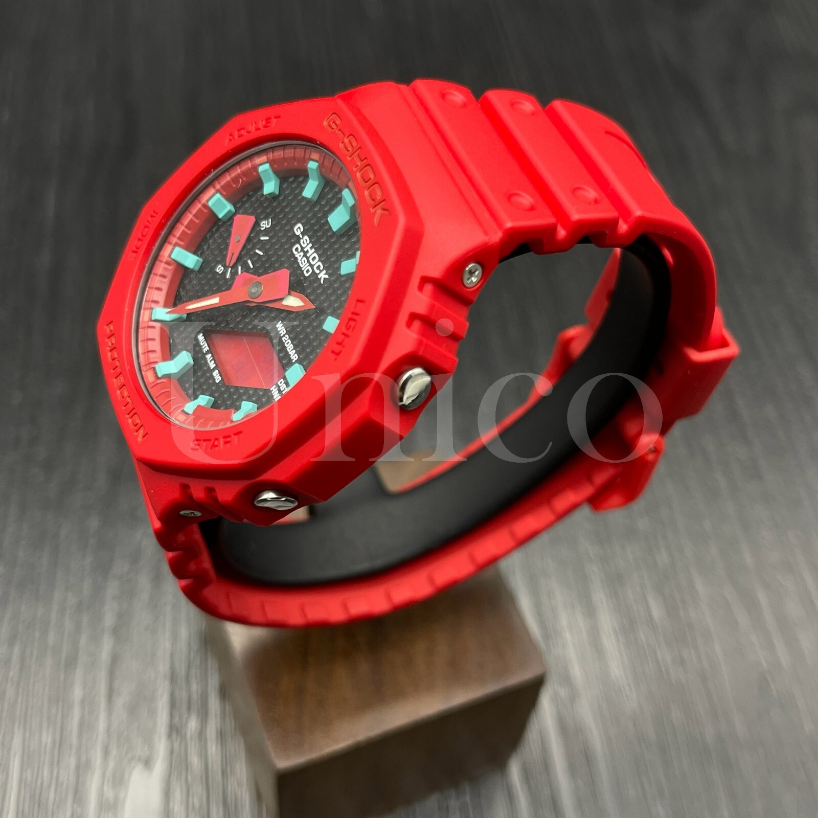 Pre-owned Casio Custom Made Watch Ga2100-4a G-shock  Waffle Black Dial Tf Green Scale Ring