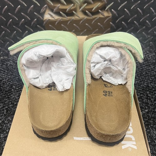 Pre-owned Stussy ? Eu 40 -  X Birkenstock Solana Suede Shearling Slide Washed Green