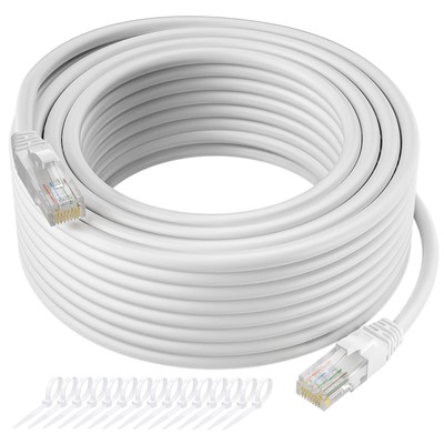 Cat5e Ethernet Cable 100 FT, Long Cat 5e Internet Cable, White Snagless Patch...