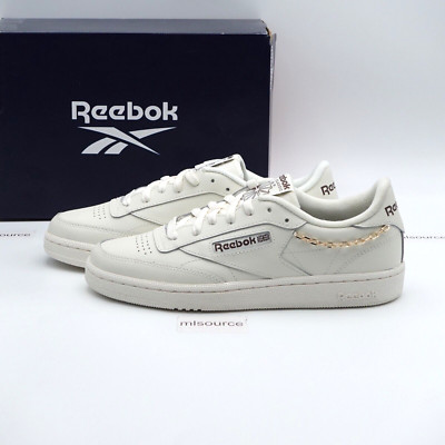 Size 8.5 Women's Reebok Classic Club C 85 Sneakers ID7647 Chalk/Mahogany/Gold