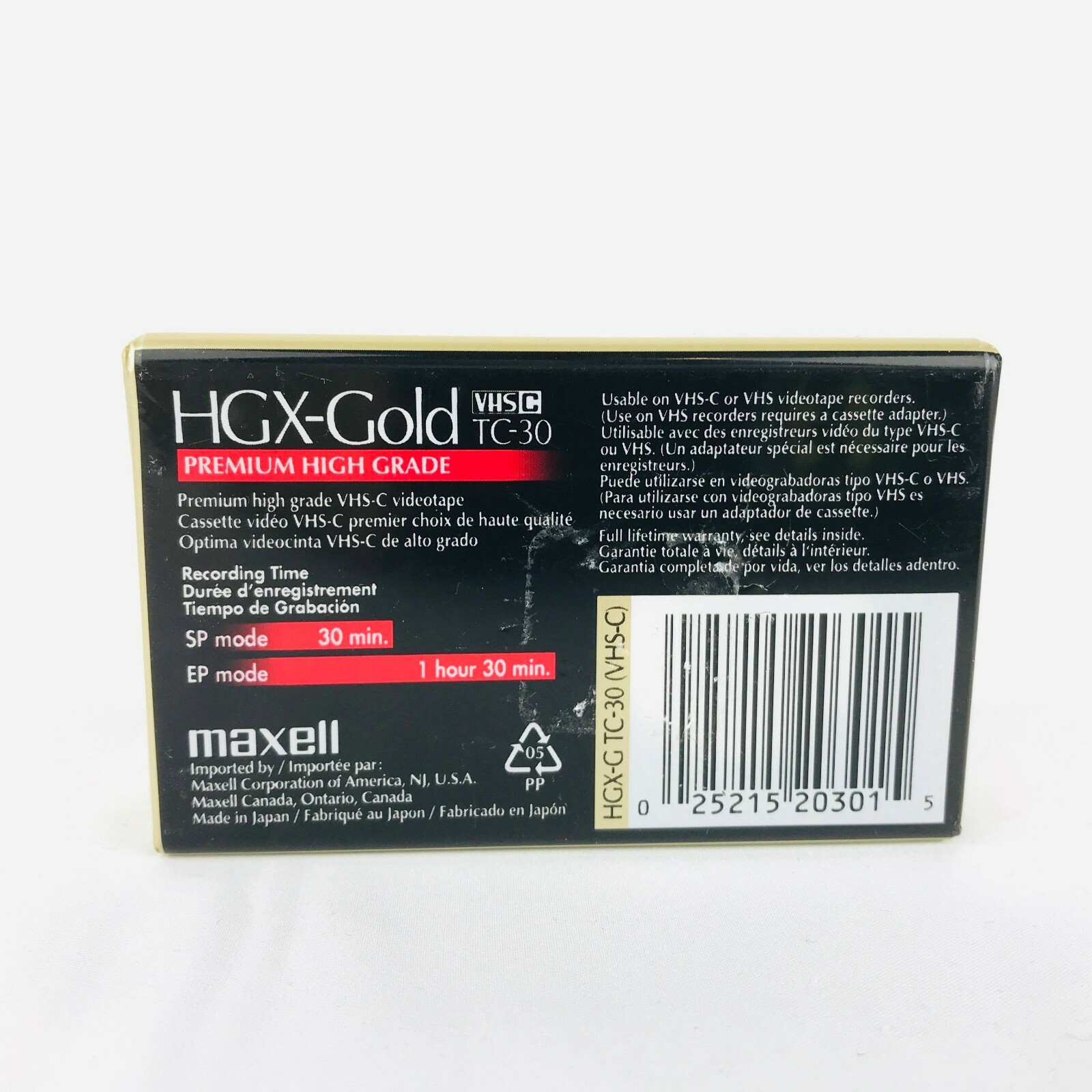 Maxell Videotape VHS-C TC-30 Premium High Grade HFX-Gold