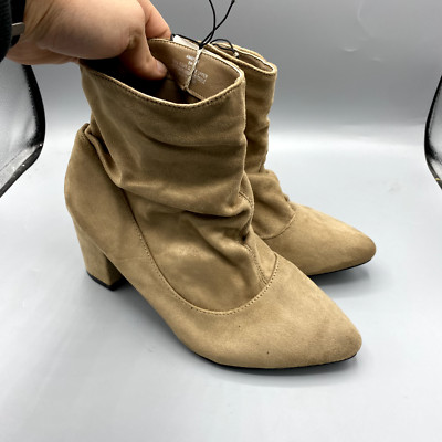 NEW RUE 21 Khaki Brown Biege Seude Ankle Booties ANNY918 Women's Size 8W $40