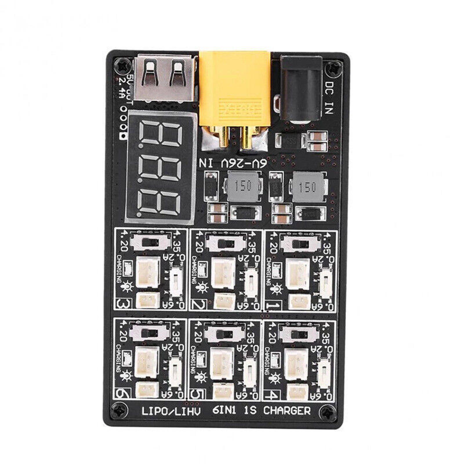 6 in 1 3.7V 3.8V 1S Lipo LiHv Battery Charger Board for Tiny