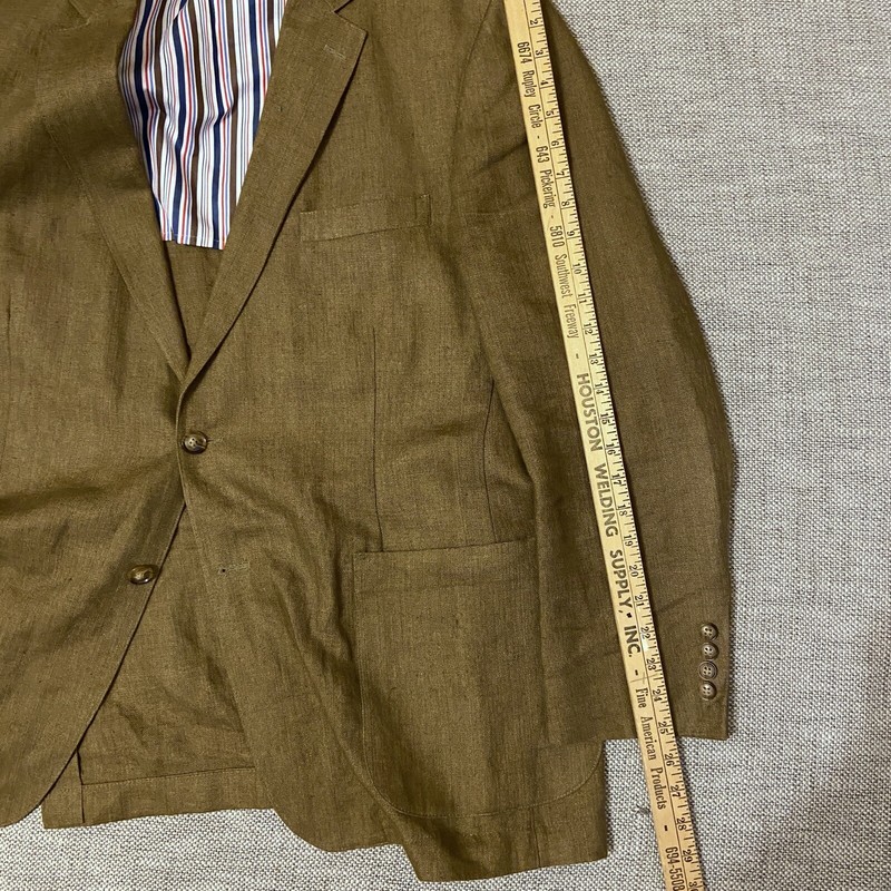 Haspel Khaki Brown Linen Sport Coat Jacket sz 44R