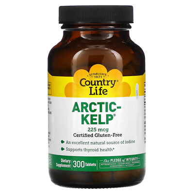 Country Life Arctic-Kelp 225 мкг 300 таблеток без глютена, гарантия качества GMP,