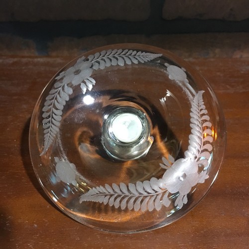 Antique Hawkes Sterling Silver & Brilliant Cut Etched Glass Cigar Rest & Ashtray