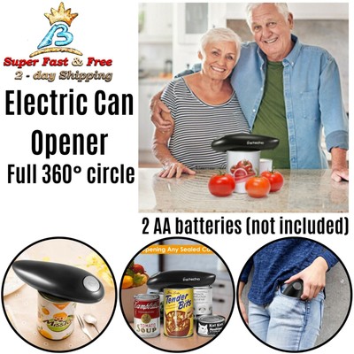 Touch Button Electric Can Opener Automatic Hand Held Cordless Opener Black NEW