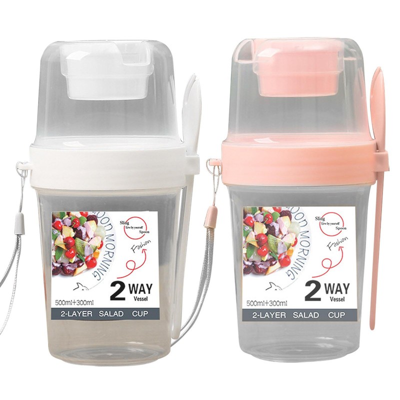 1or 2PCS Overnight Oats Container Oatmeal Jars With Lid And Spoon Mason Jars