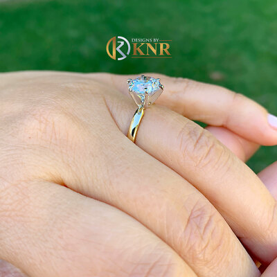 Pre-owned Knr 14k Solid Yellow Gold Round Cut Moissanite Engagement Ring Solitaire Prong 3.00 In White